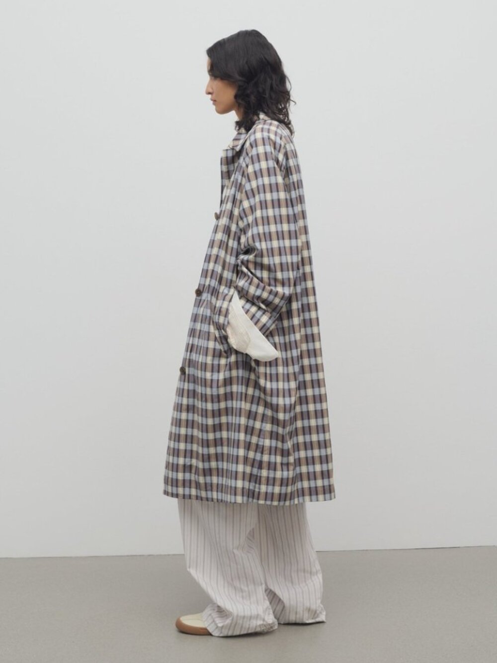 THE ROW tavishina checked silk and cotton-blend poplin coat - Picture 2 of 13